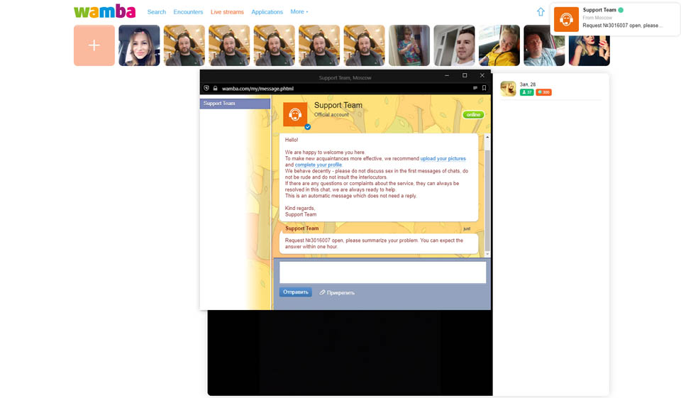 Procesul de conectare și chat pe Wamba