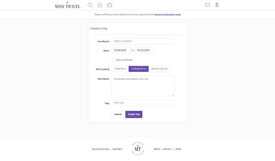 Miss Travel Website Design & Bruikbaarheid