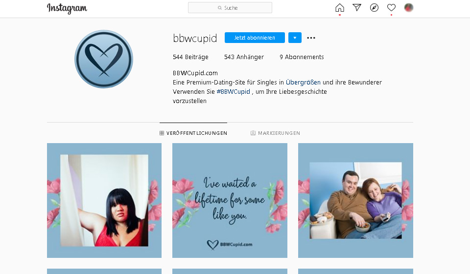 BBWCupid Design der Webseite und Funktionalität