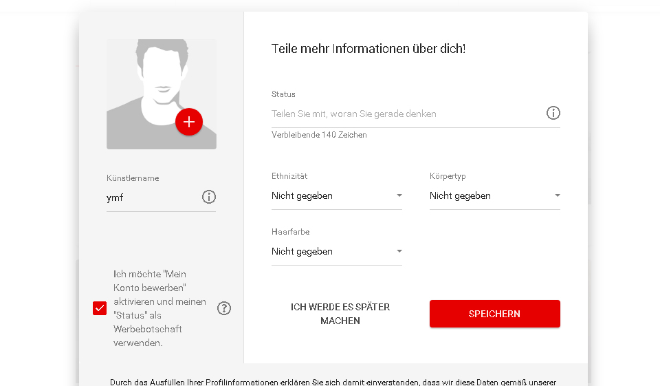 UpForIt Persönliche Informationen